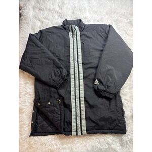 Vintage 1990's ADIDAS Parka Jacket Men's Medium M Long Coat Puffer Quilted Black